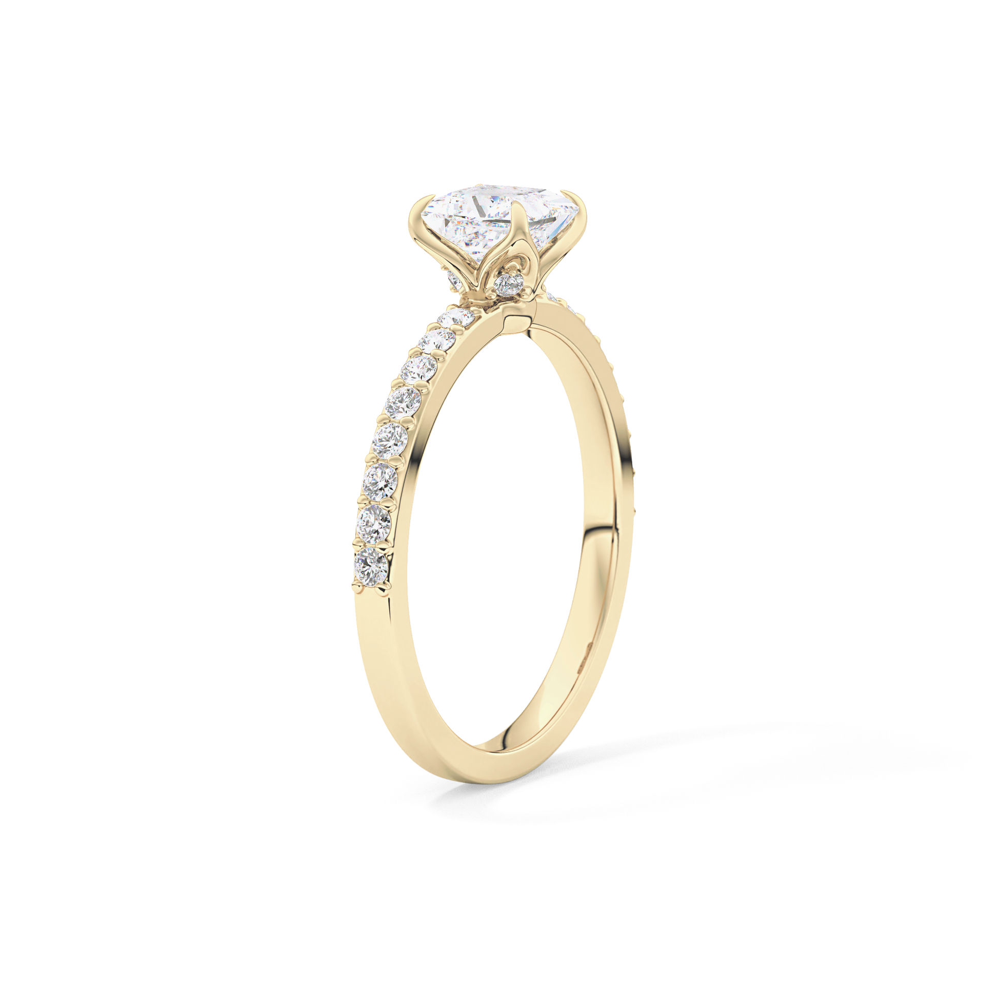 Princess Cut 0.78 Carat Moissanite Ring – Pave Setting in Gold