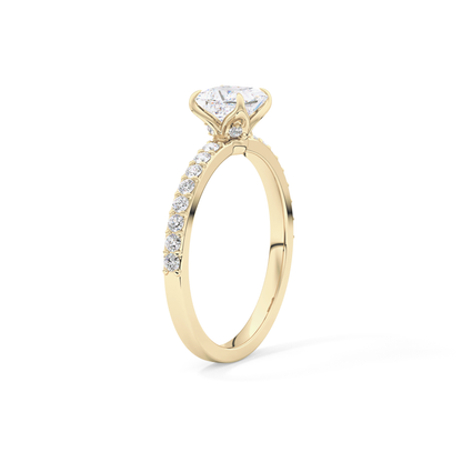 Princess Cut 0.78 Carat Moissanite Ring – Pave Setting in Gold