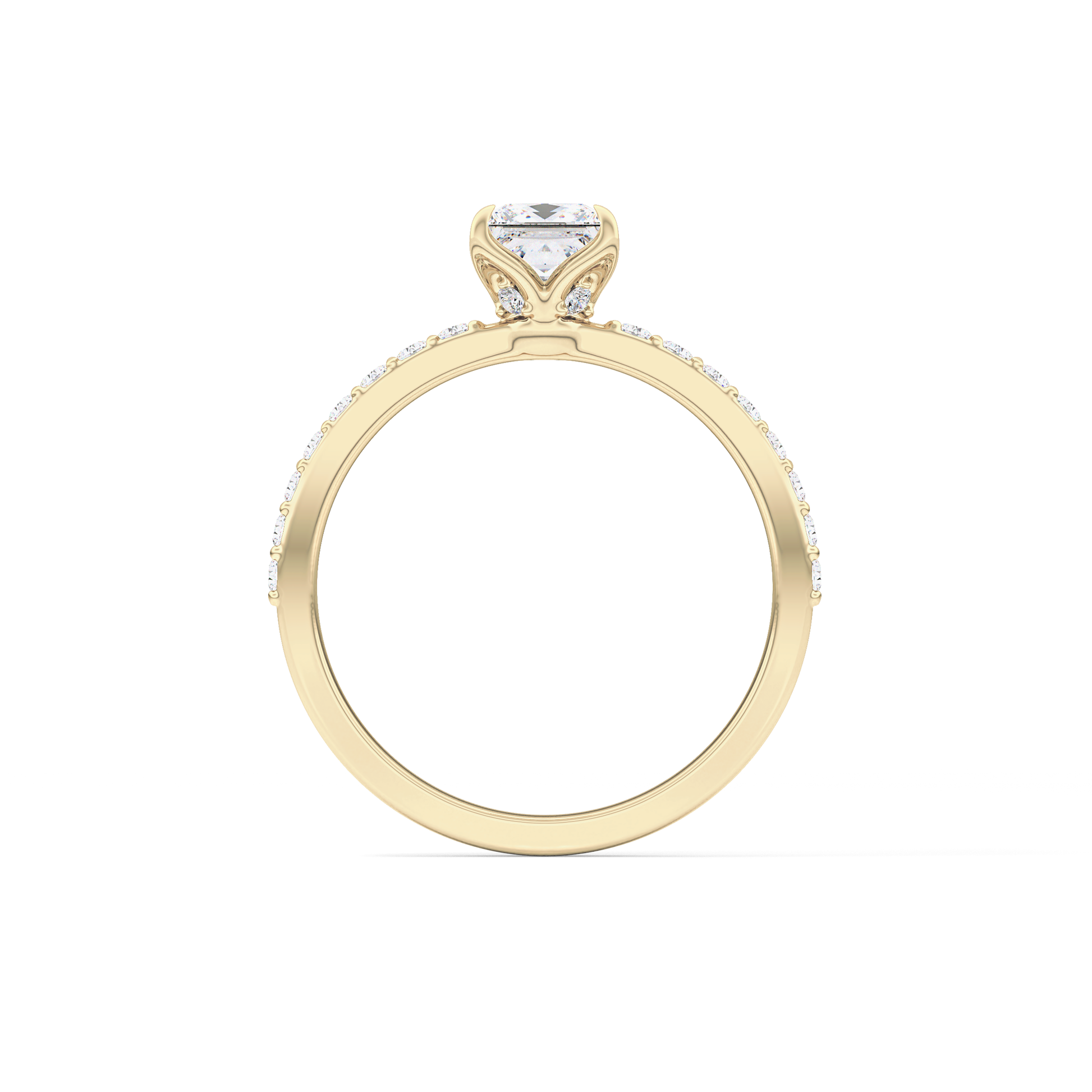 Princess Cut 0.78 Carat Moissanite Ring – Pave Setting in Gold