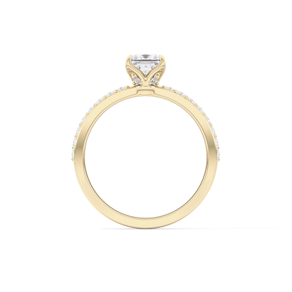 Princess Cut 0.78 Carat Moissanite Ring – Pave Setting in Gold