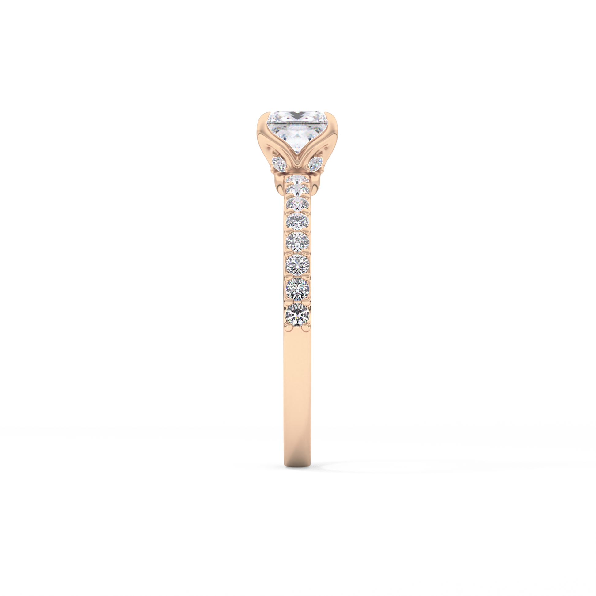 Princess Cut 0.78 Carat Moissanite Ring – Pave Setting in Gold
