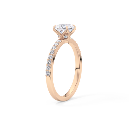 Princess Cut 0.78 Carat Moissanite Ring – Pave Setting in Gold