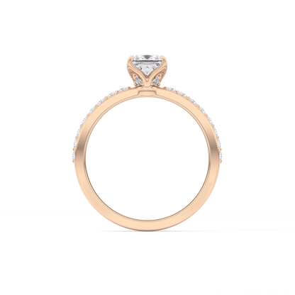 Princess Cut 0.78 Carat Moissanite Ring – Pave Setting in Gold