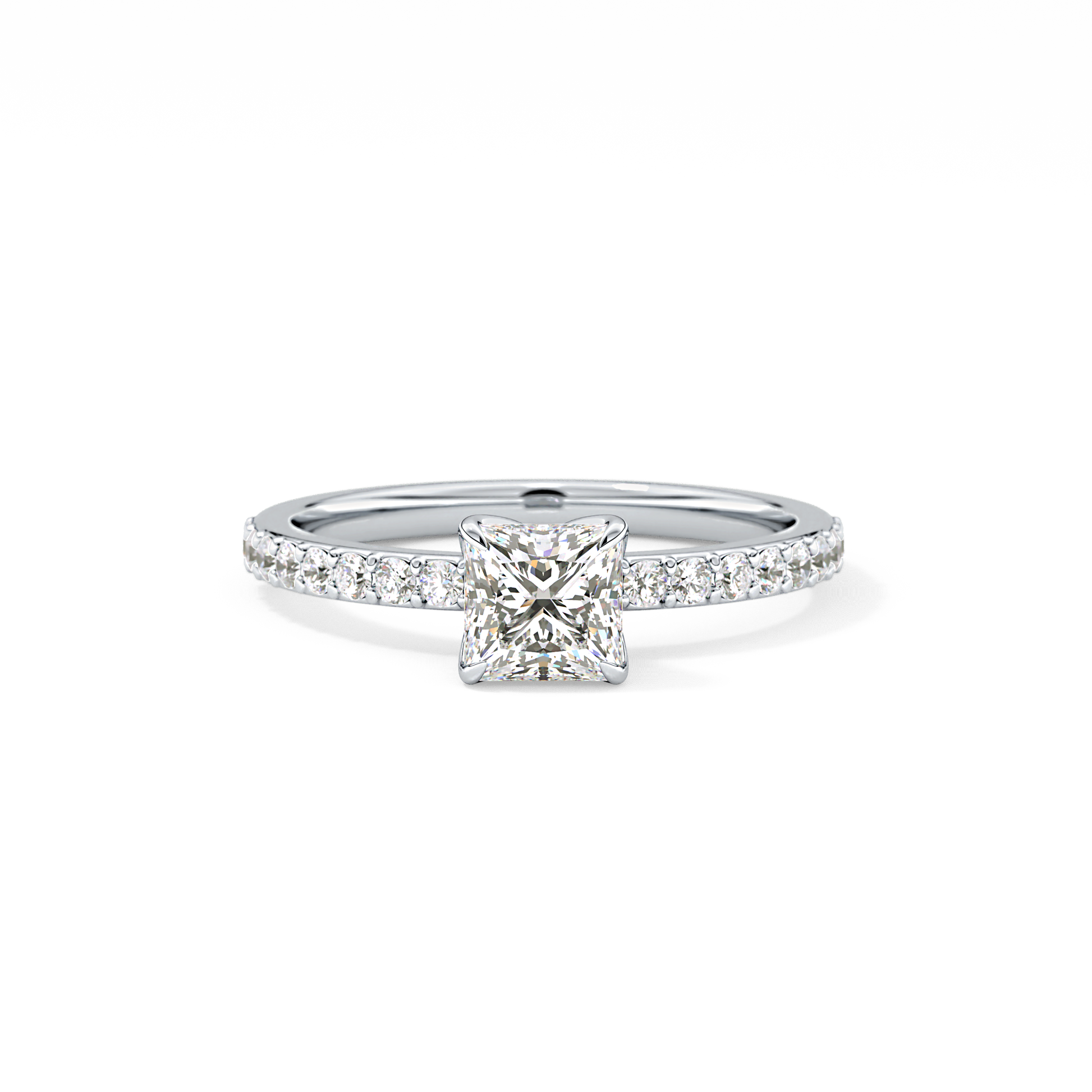 Princess Cut 0.78 Carat Moissanite Ring – Pave Setting in Gold