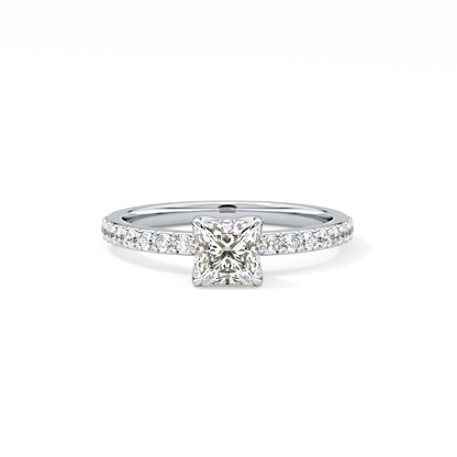 Princess Cut 0.78 Carat Moissanite Ring – Pave Setting in Gold