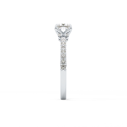 Princess Cut 0.78 Carat Moissanite Ring – Pave Setting in Gold