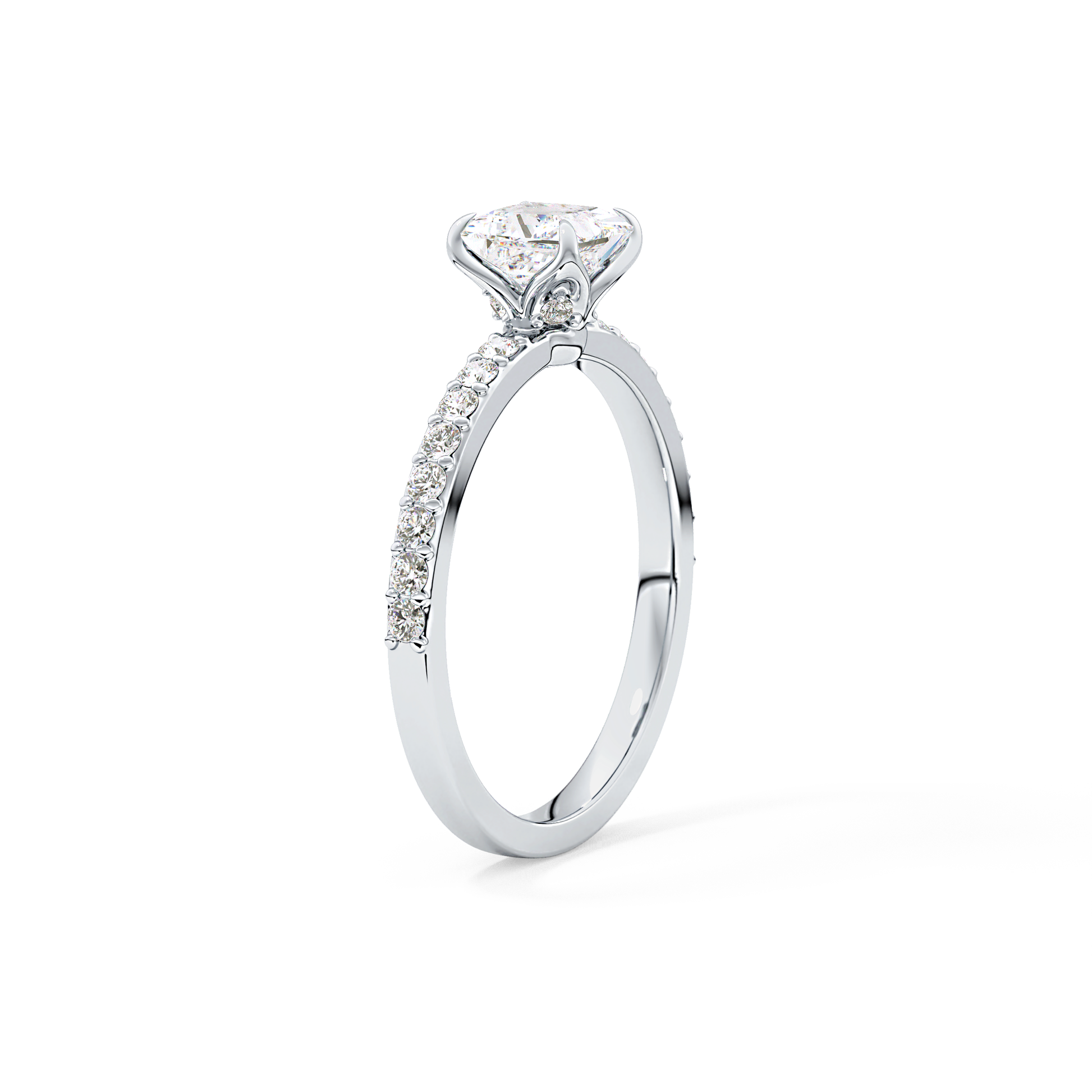 Princess Cut 0.78 Carat Moissanite Ring – Pave Setting in Gold
