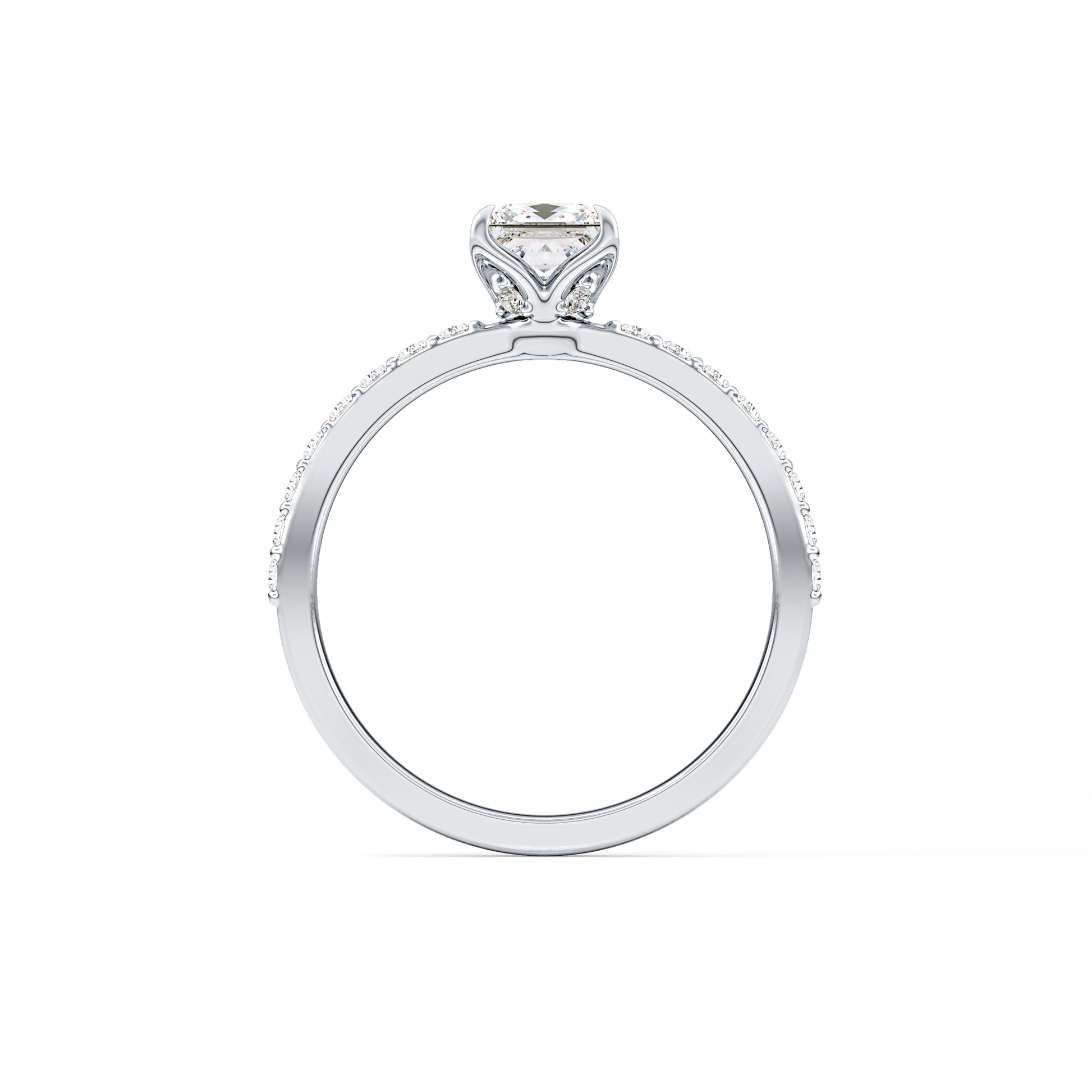 Princess Cut 0.78 Carat Moissanite Ring – Pave Setting in Gold