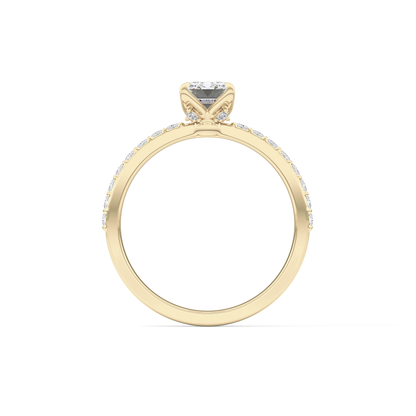 Emerald Cut 1.02 Carat Moissanite Ring – Pave Setting in Gold