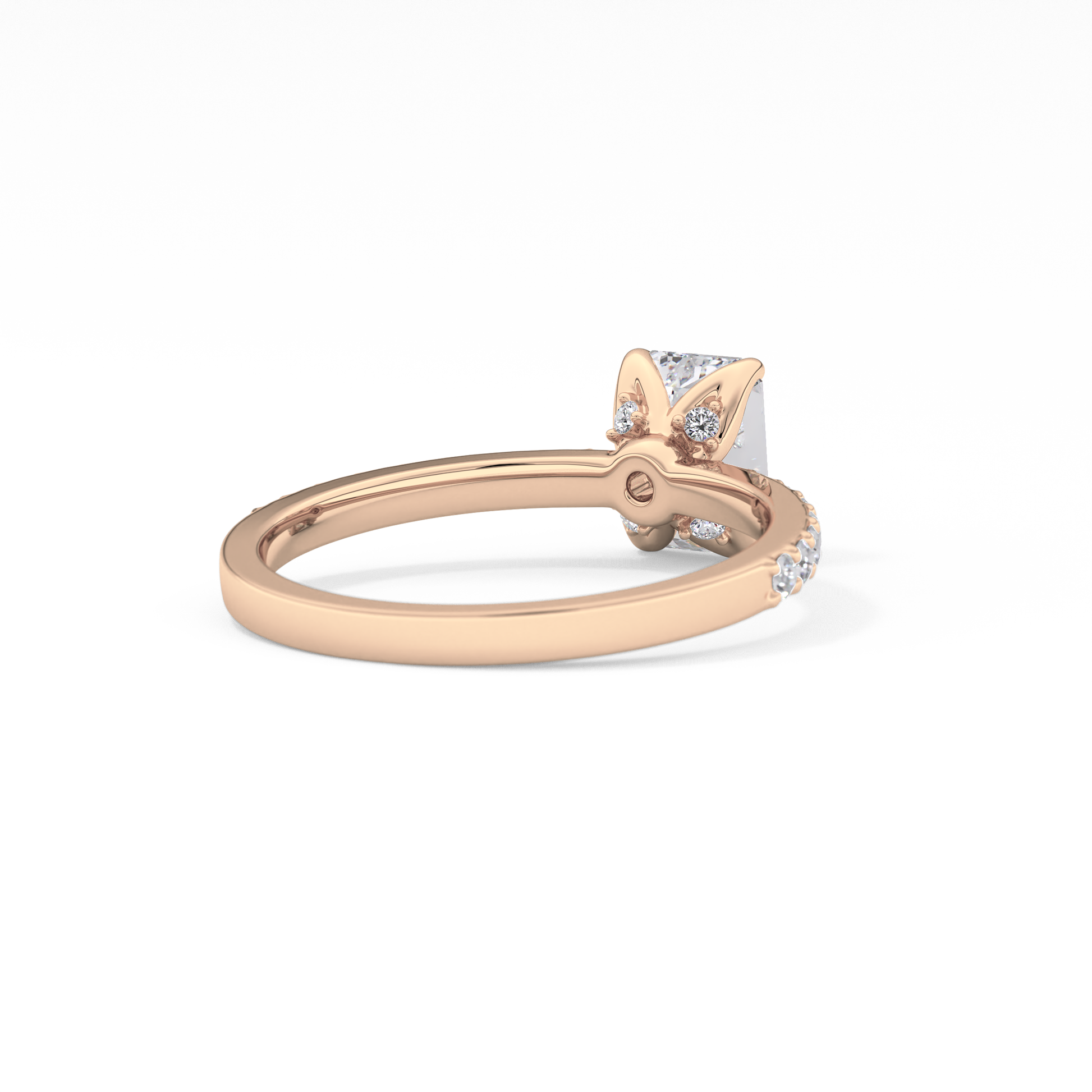 Emerald Cut 1.02 Carat Moissanite Ring – Pave Setting in Gold
