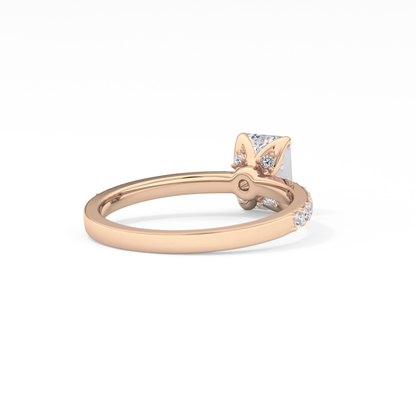 Emerald Cut 1.02 Carat Moissanite Ring – Pave Setting in Gold