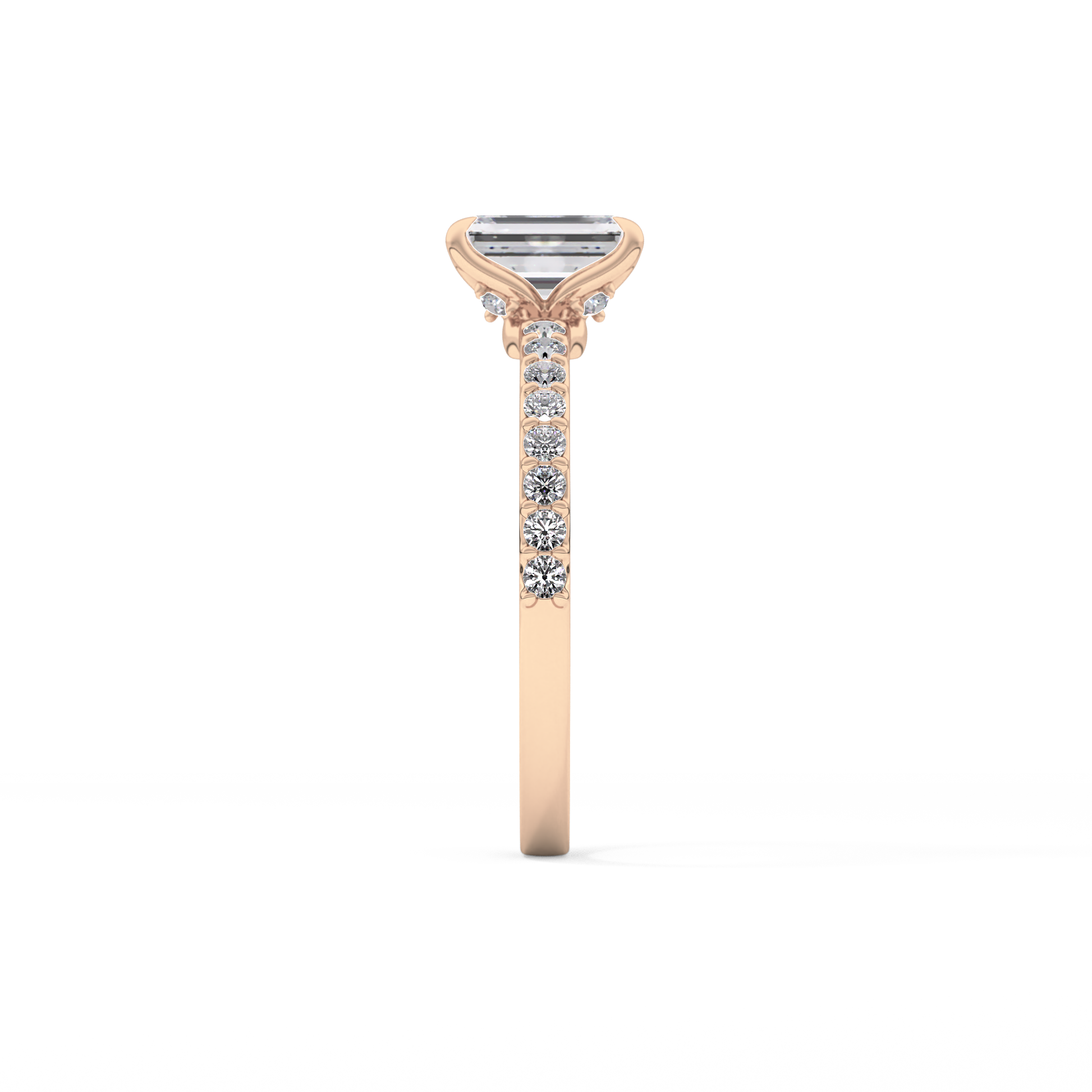 Emerald Cut 1.02 Carat Moissanite Ring – Pave Setting in Gold