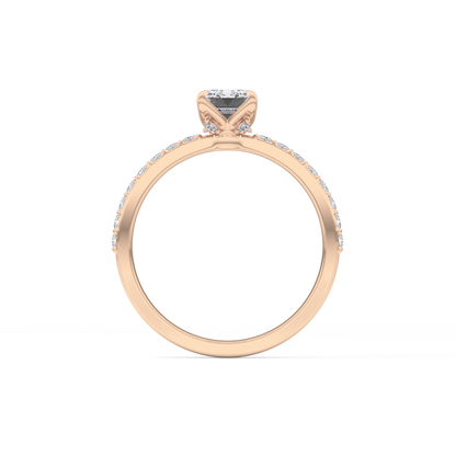 Emerald Cut 1.02 Carat Moissanite Ring – Pave Setting in Gold