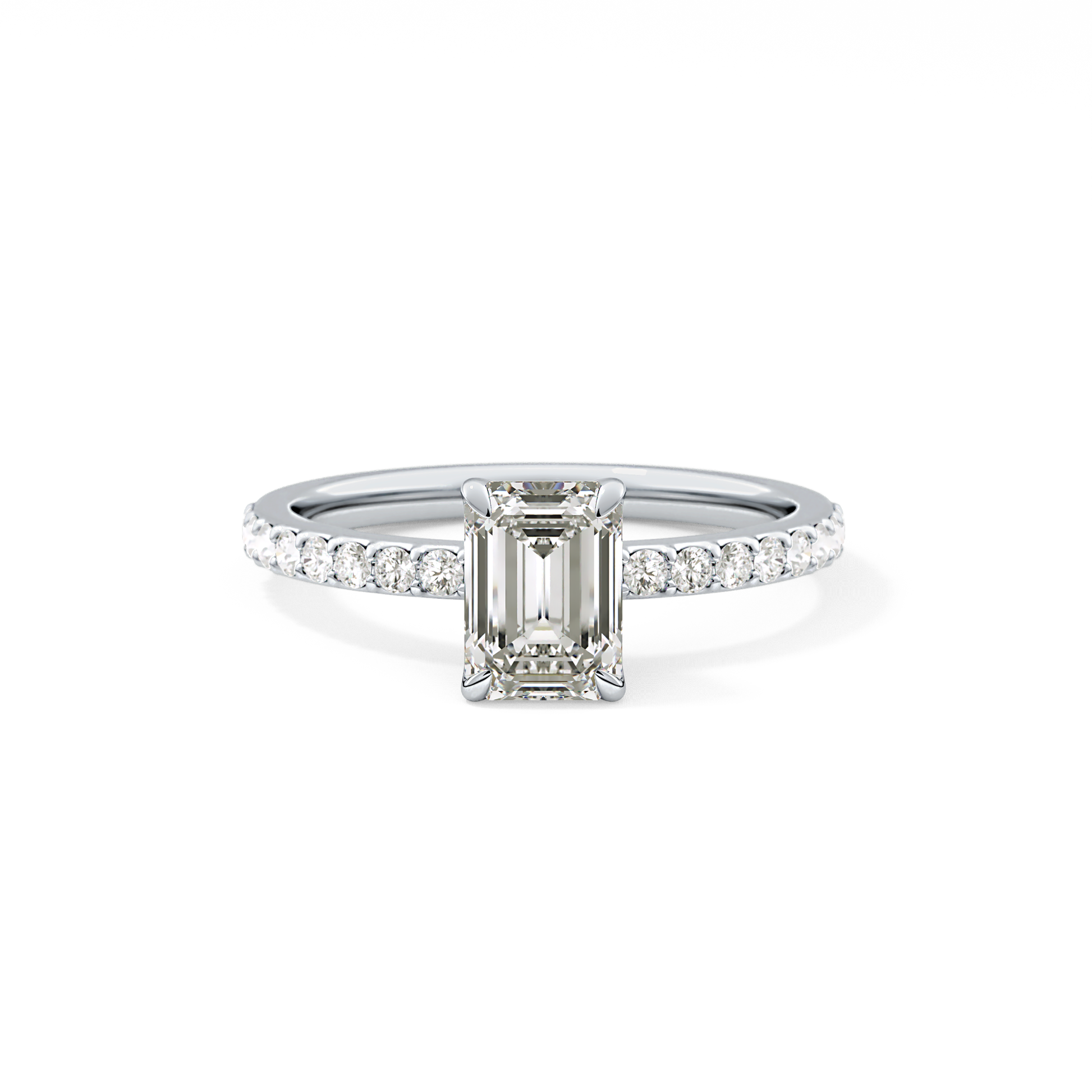 Emerald Cut 1.02 Carat Moissanite Ring – Pave Setting in Gold
