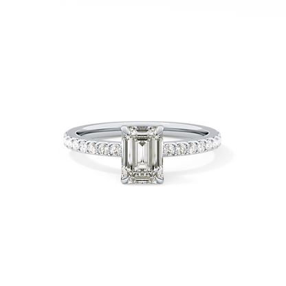 Emerald Cut 1.02 Carat Moissanite Ring – Pave Setting in Gold