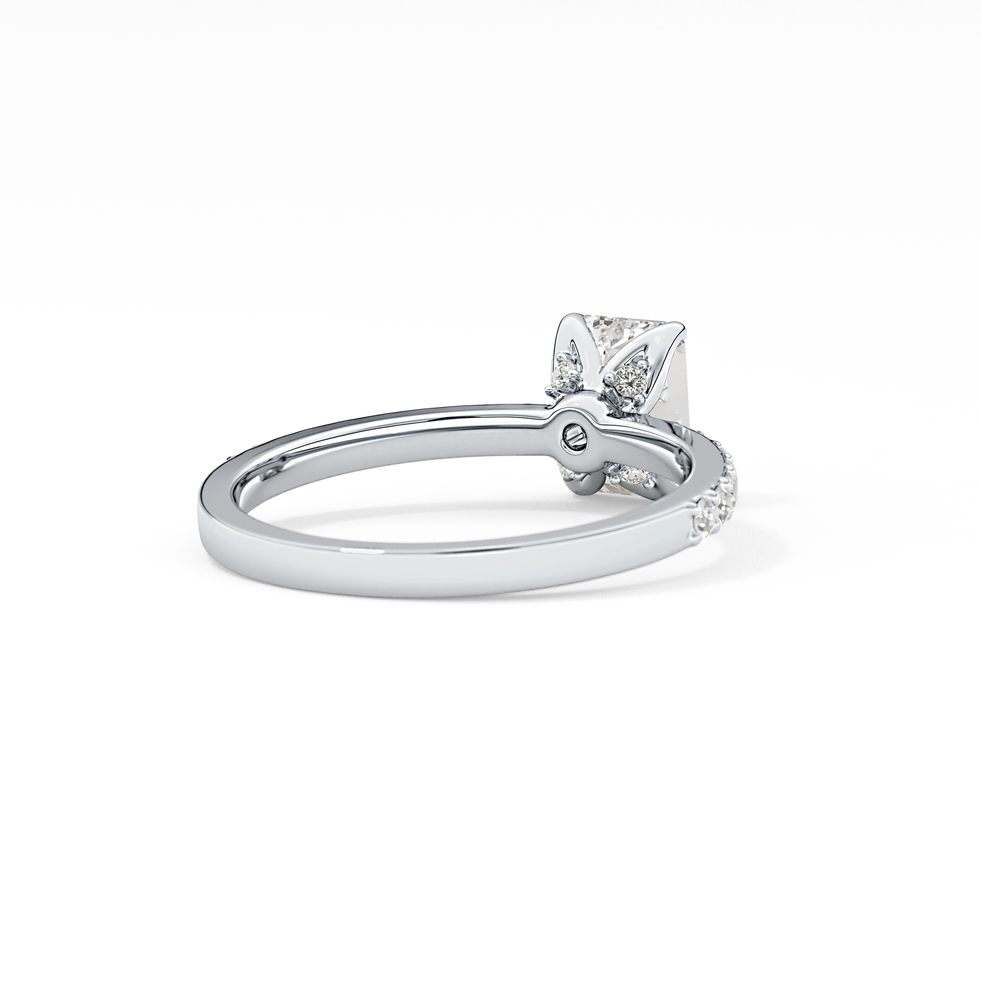 Emerald Cut 1.02 Carat Moissanite Ring – Pave Setting in Gold