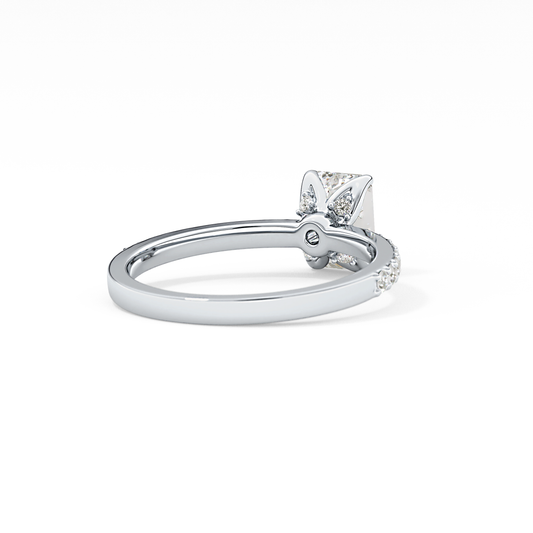 Emerald Cut 1.02 Carat Moissanite Ring – Pave Setting in Gold