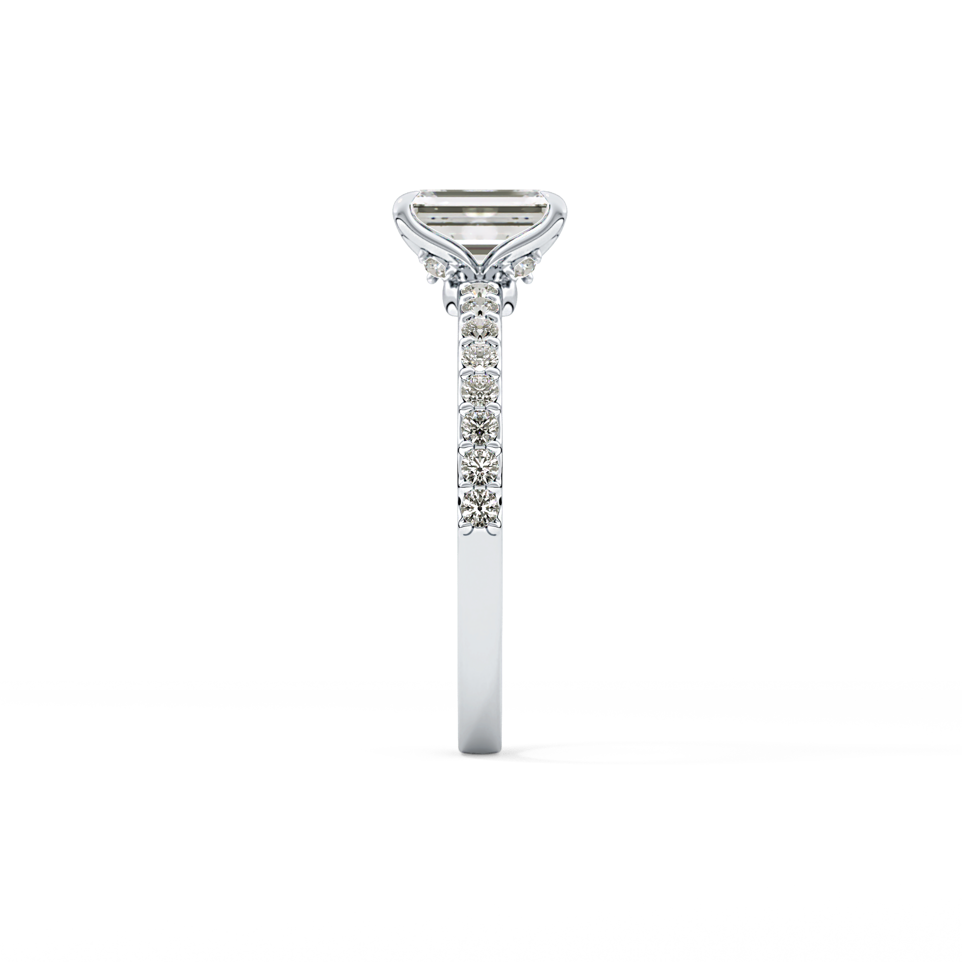Emerald Cut 1.02 Carat Moissanite Ring – Pave Setting in Gold