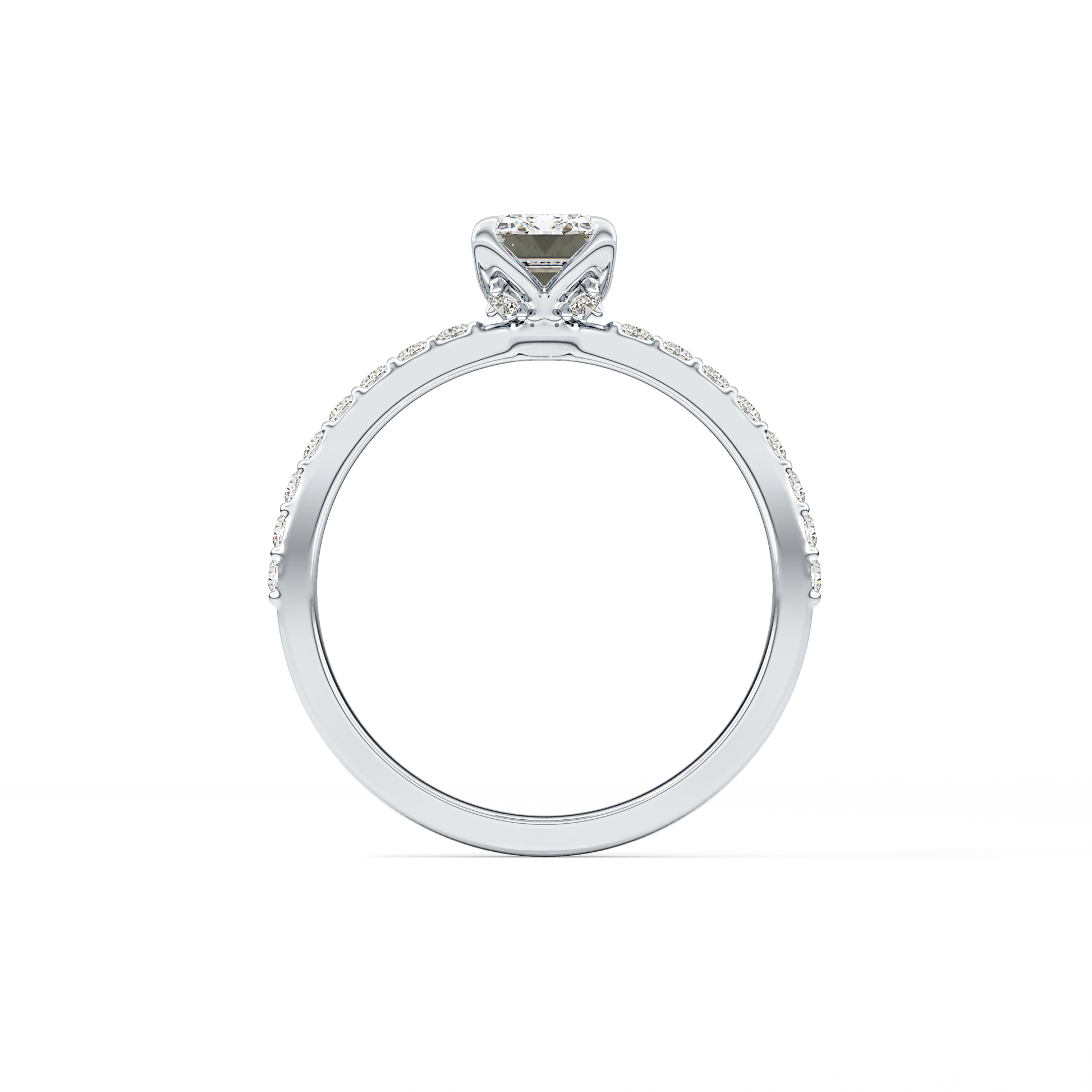 Emerald Cut 1.02 Carat Moissanite Ring – Pave Setting in Gold