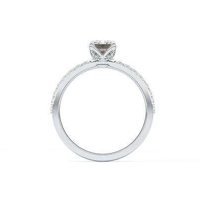 Emerald Cut 1.02 Carat Moissanite Ring – Pave Setting in Gold