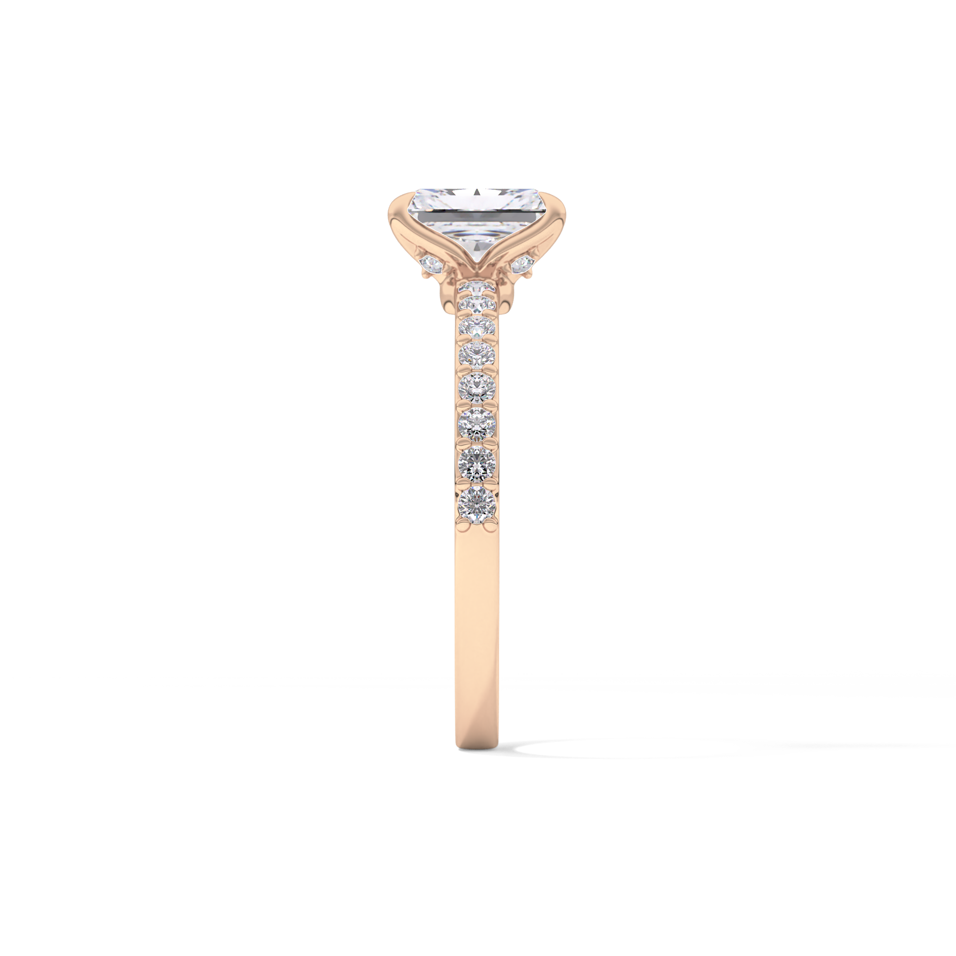 Radiant Cut 1.21 Carat Moissanite Ring – Pave Setting in Gold