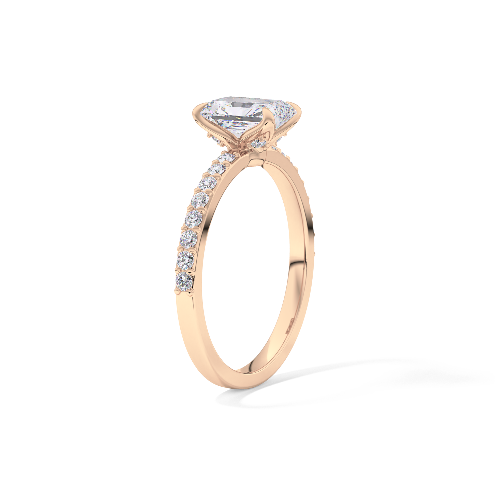 Radiant Cut 1.21 Carat Moissanite Ring – Pave Setting in Gold