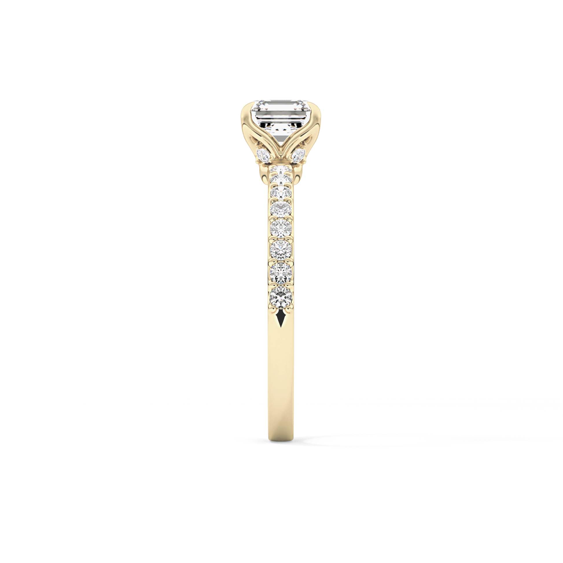 Asscher Cut 0.86 Carat Moissanite Ring – Pave Setting in Gold 10