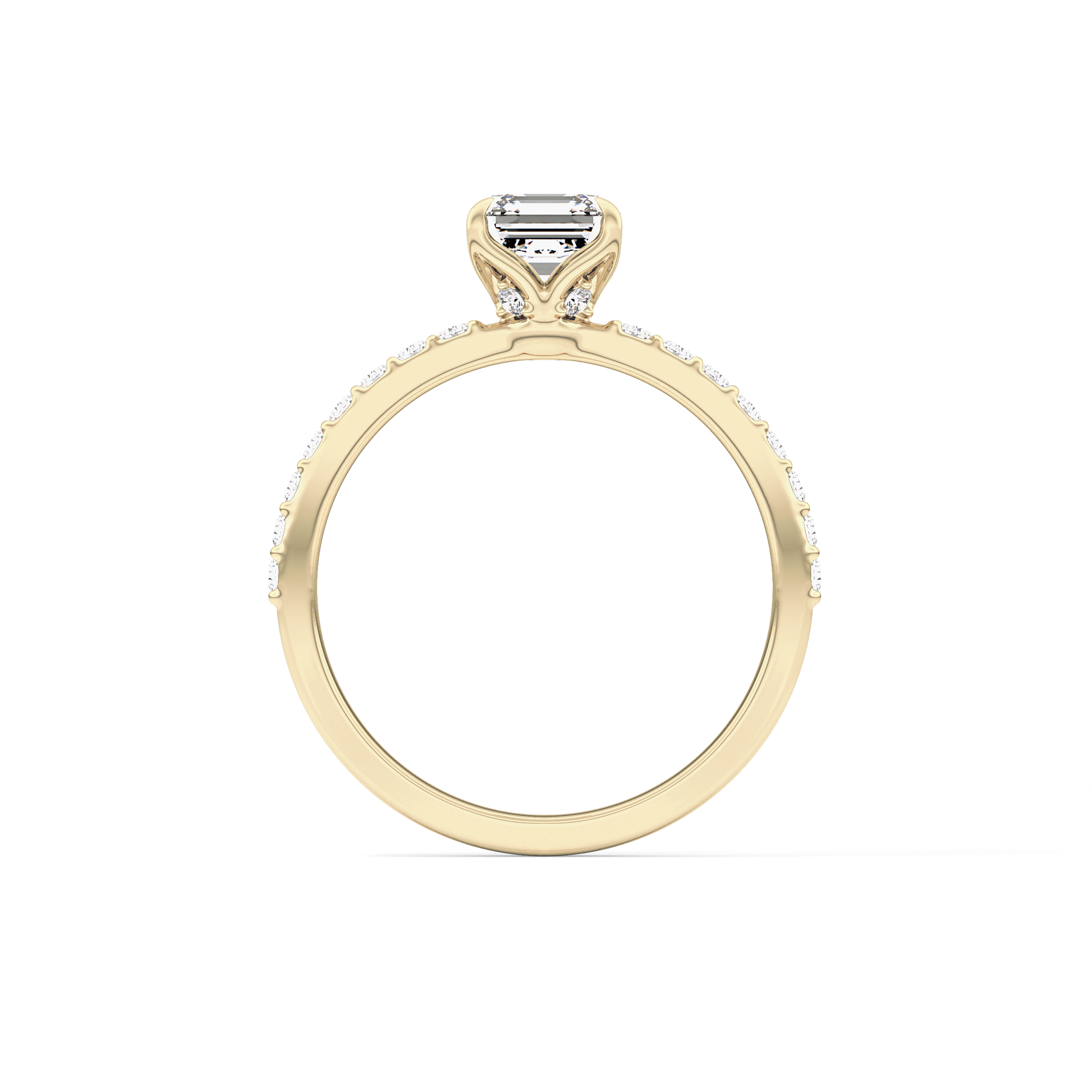 Asscher Cut 0.86 Carat Moissanite Ring – Pave Setting in Gold 12