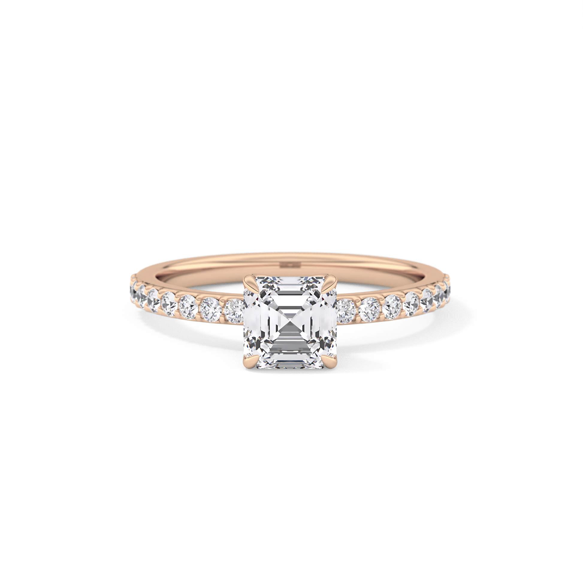 Asscher Cut 0.86 Carat Moissanite Ring – Pave Setting in Gold 13