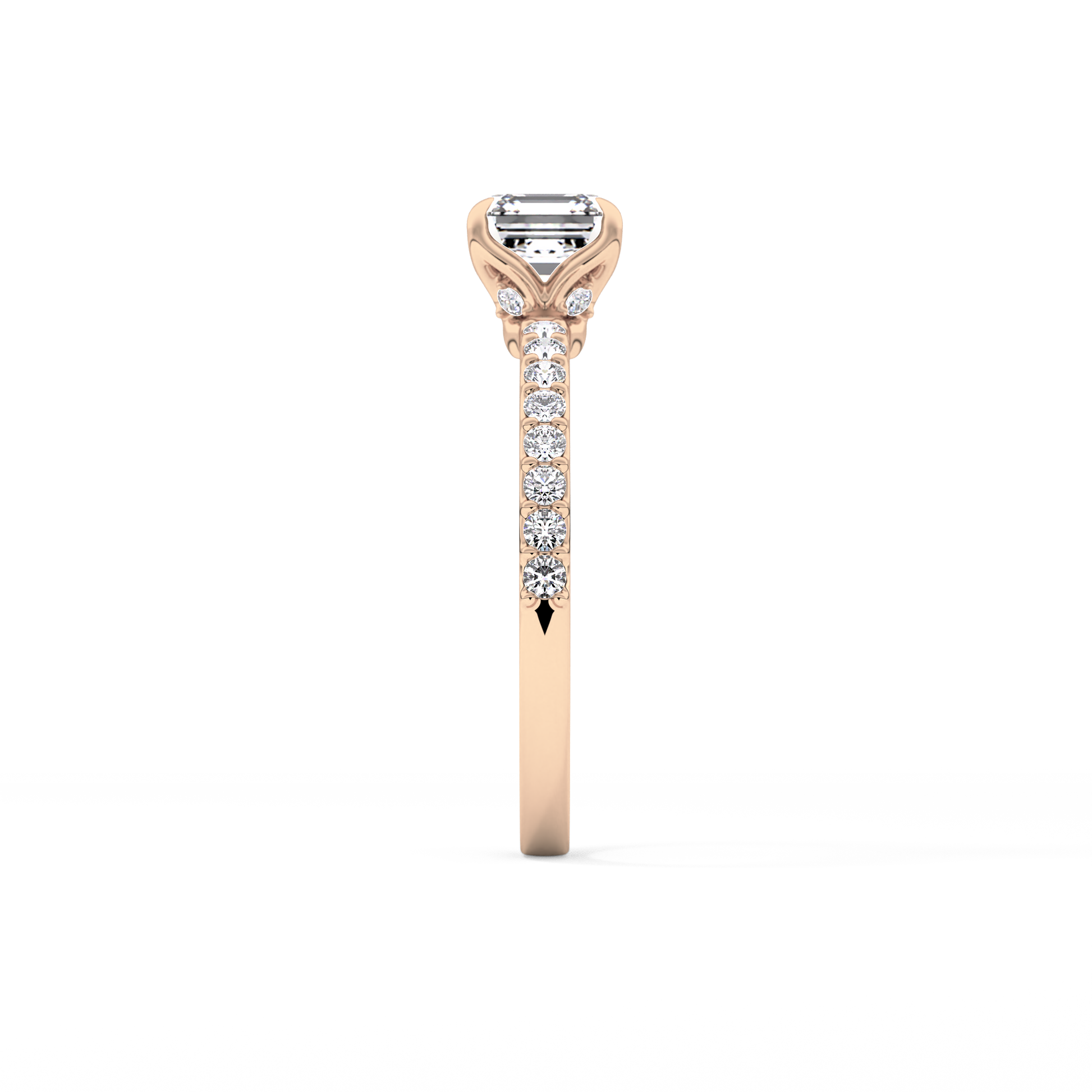 Asscher Cut 0.86 Carat Moissanite Ring – Pave Setting in Gold 16