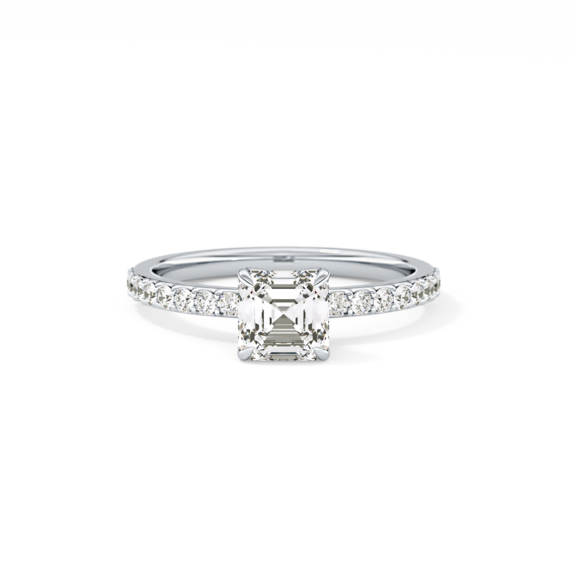 Asscher Cut 0.86 Carat Moissanite Ring – Pave Setting in Gold 1