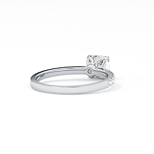 Asscher Cut 0.86 Carat Moissanite Ring – Pave Setting in Gold 2