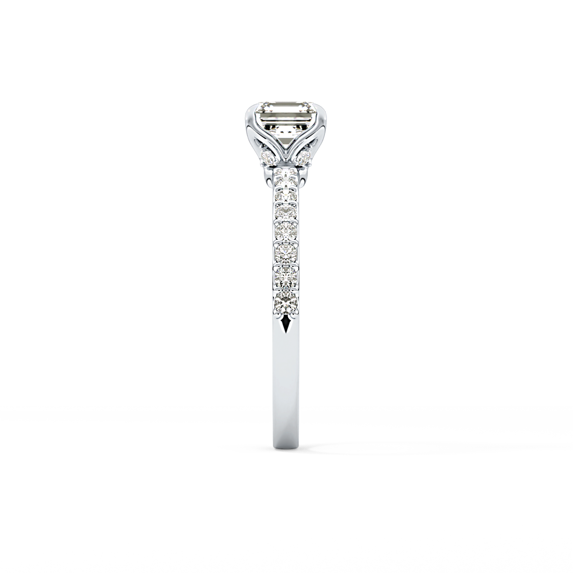 Asscher Cut 0.86 Carat Moissanite Ring – Pave Setting in Gold 6