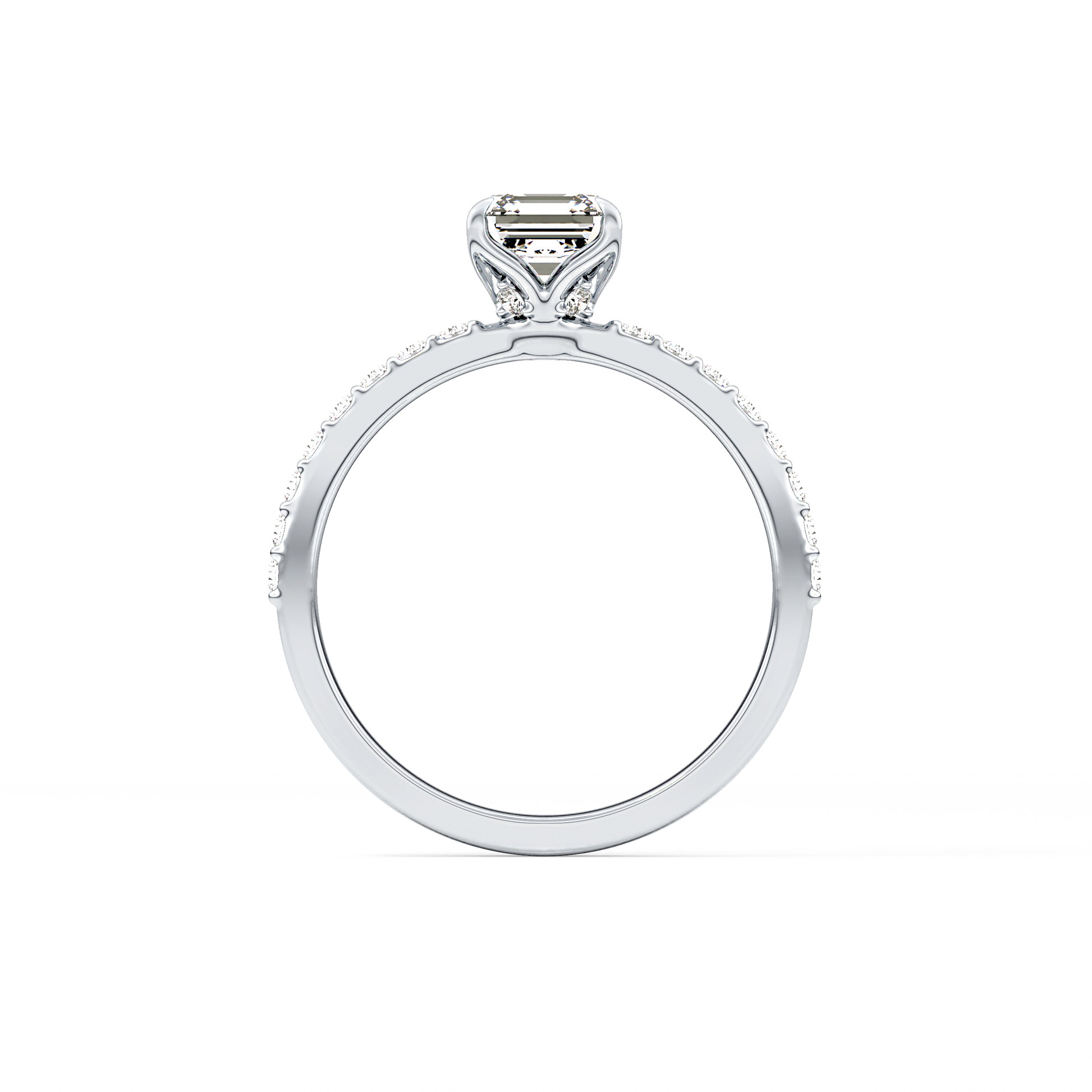 Asscher Cut 0.86 Carat Moissanite Ring – Pave Setting in Gold 4