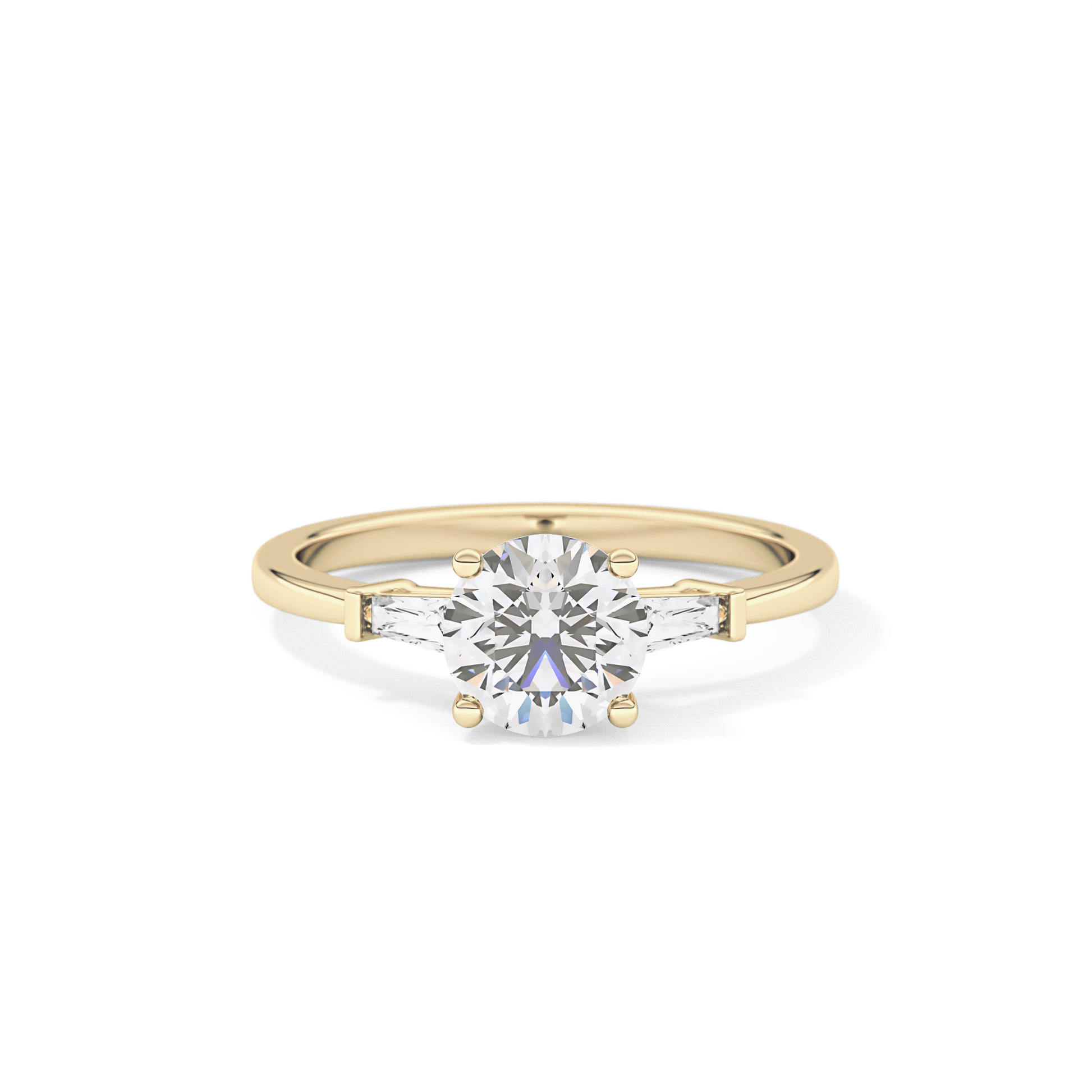 Round Cut 1.03 Carat Moissanite Ring – Three Stones Setting in Gold