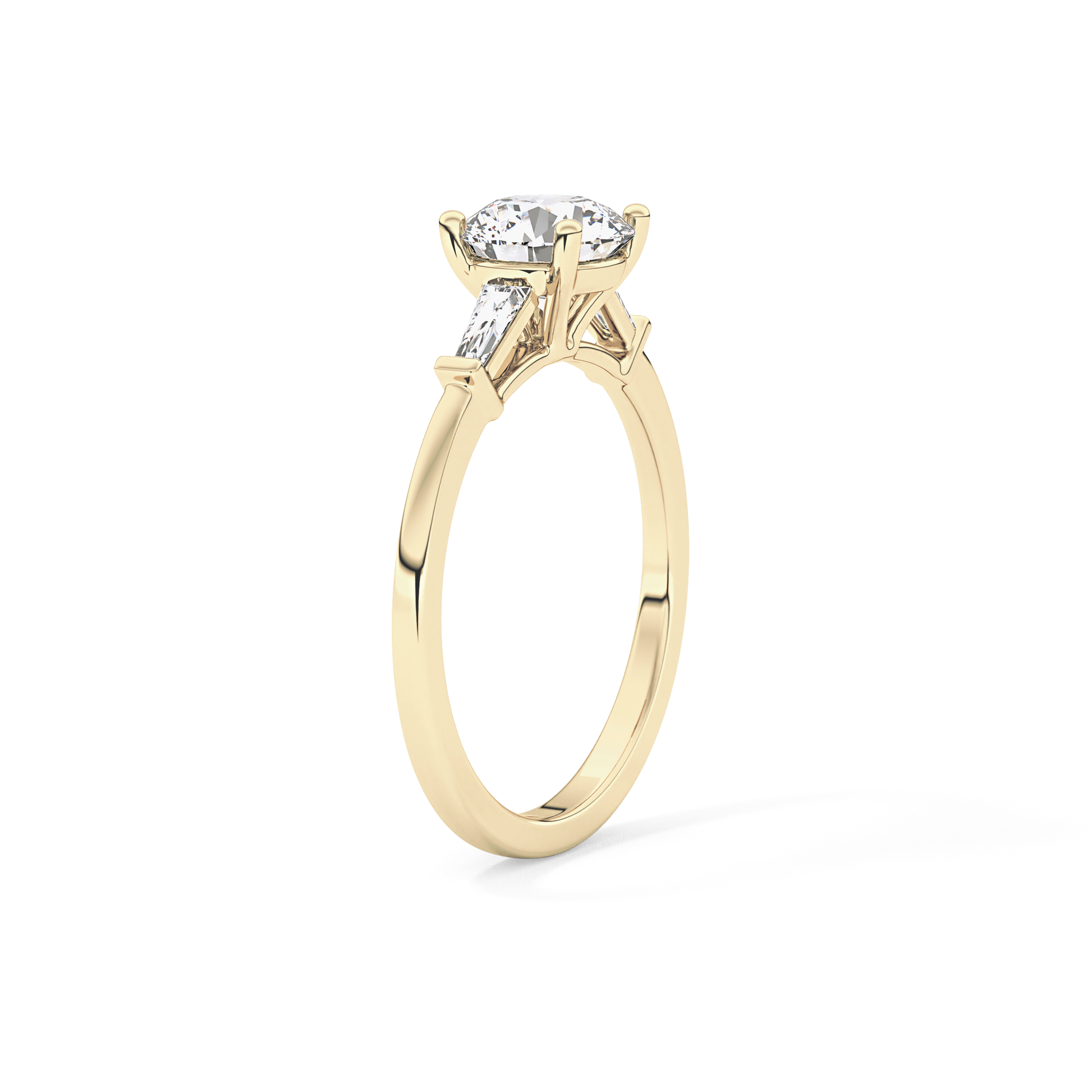 Round Cut 1.03 Carat Moissanite Ring – Three Stones Setting in Gold