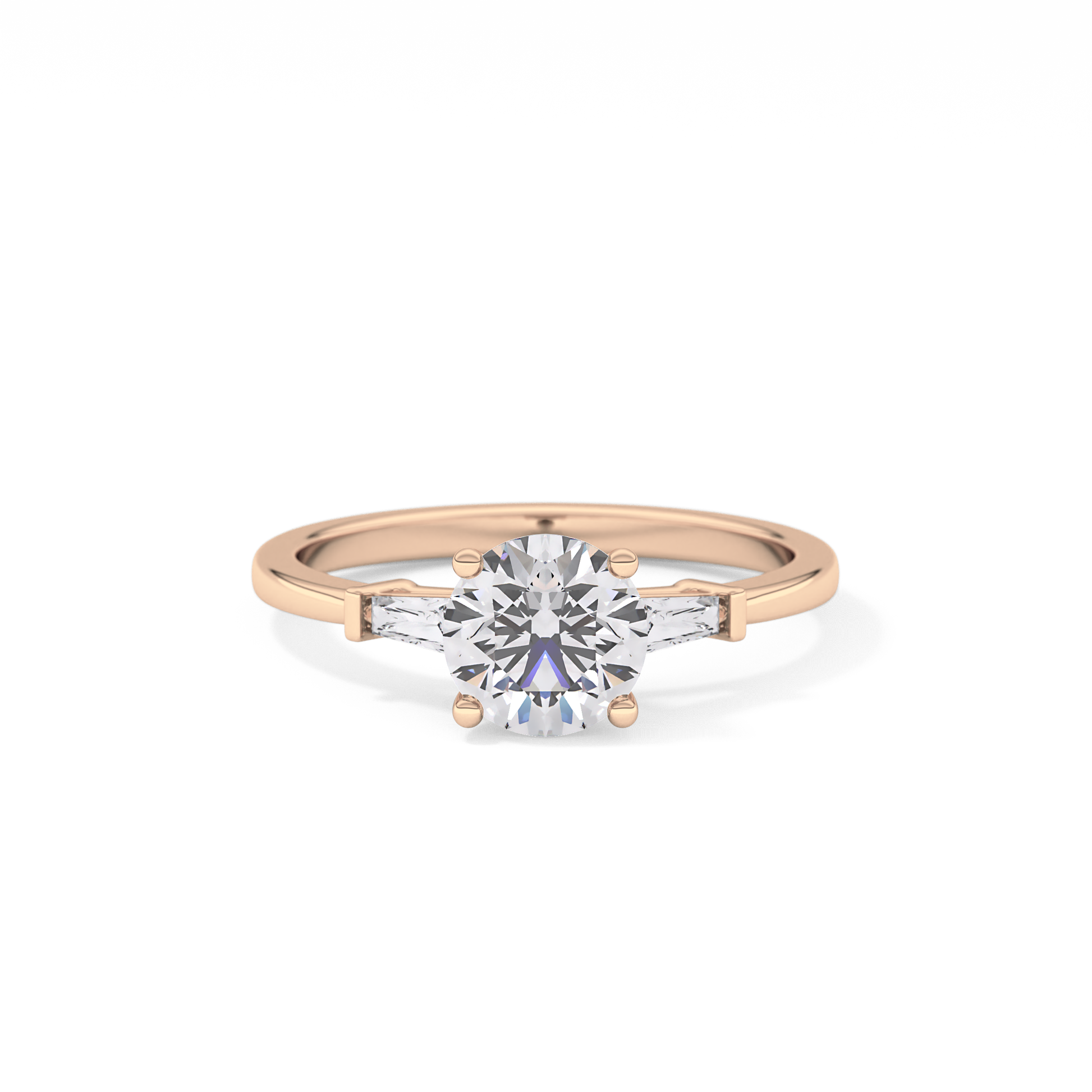 Round Cut 1.03 Carat Moissanite Ring – Three Stones Setting in Gold