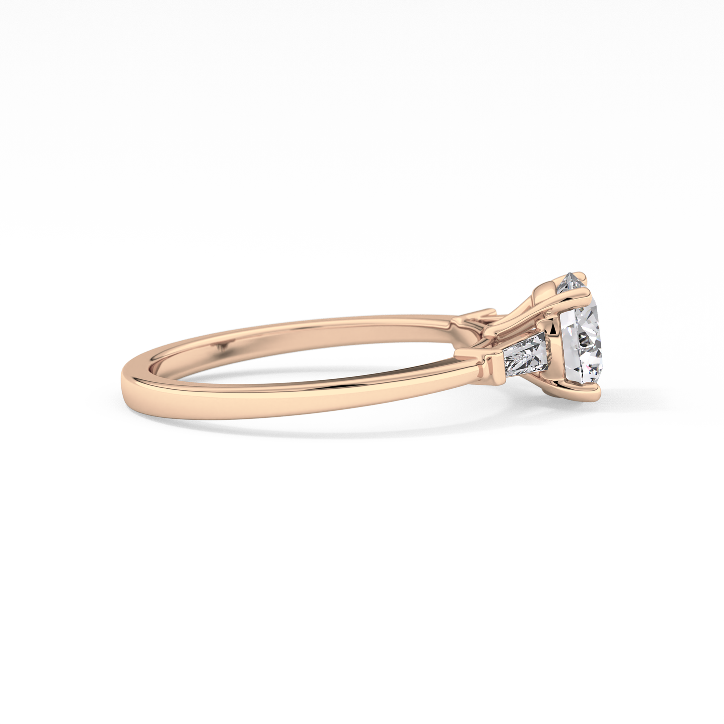 Round Cut 1.03 Carat Moissanite Ring – Three Stones Setting in Gold