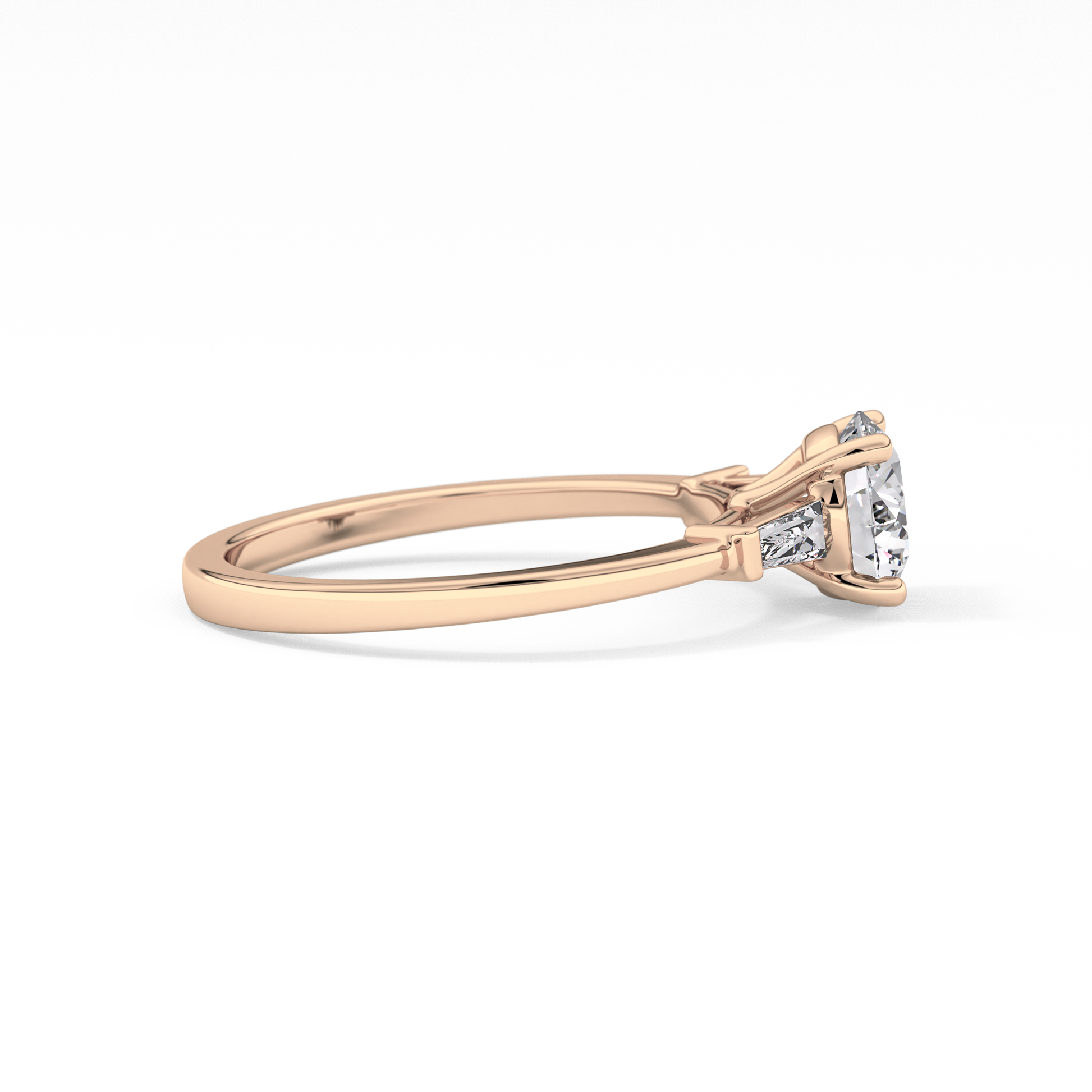 Round Cut 1.03 Carat Moissanite Ring – Three Stones Setting in Gold