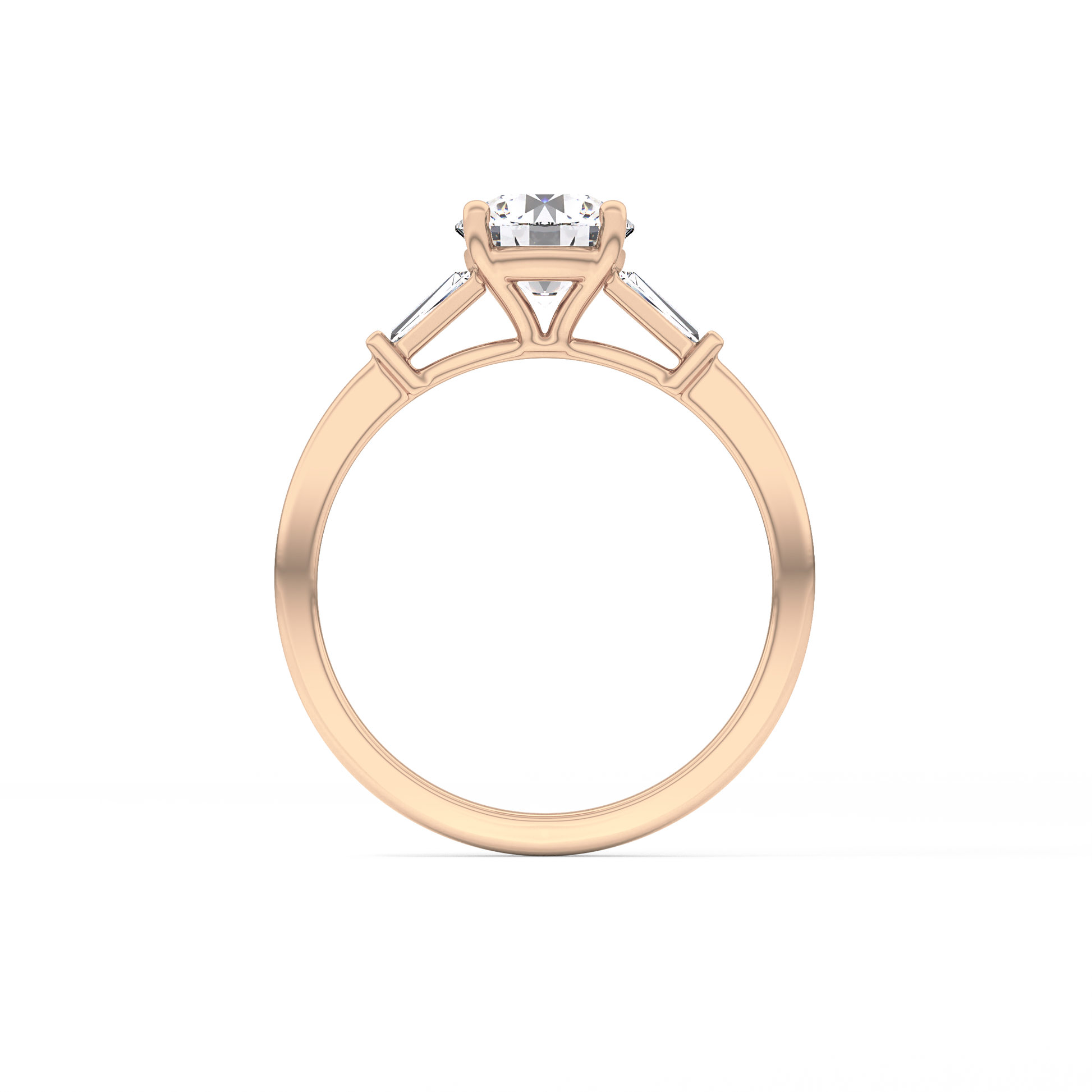 Round Cut 1.03 Carat Moissanite Ring – Three Stones Setting in Gold