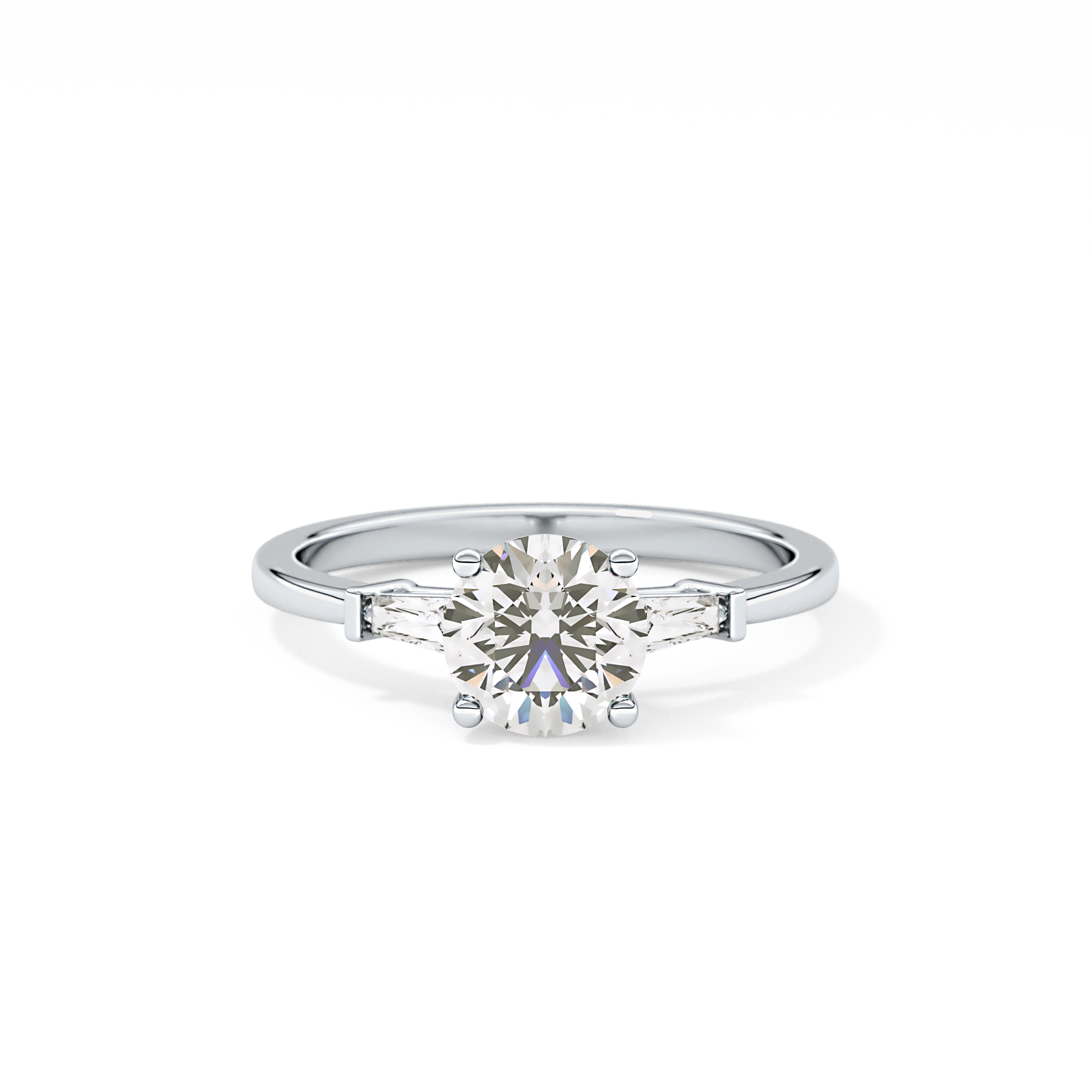 Round Cut 1.03 Carat Moissanite Ring – Three Stones Setting in Gold