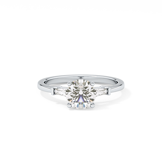 Round Cut 1.03 Carat Moissanite Ring – Three Stones Setting in Gold