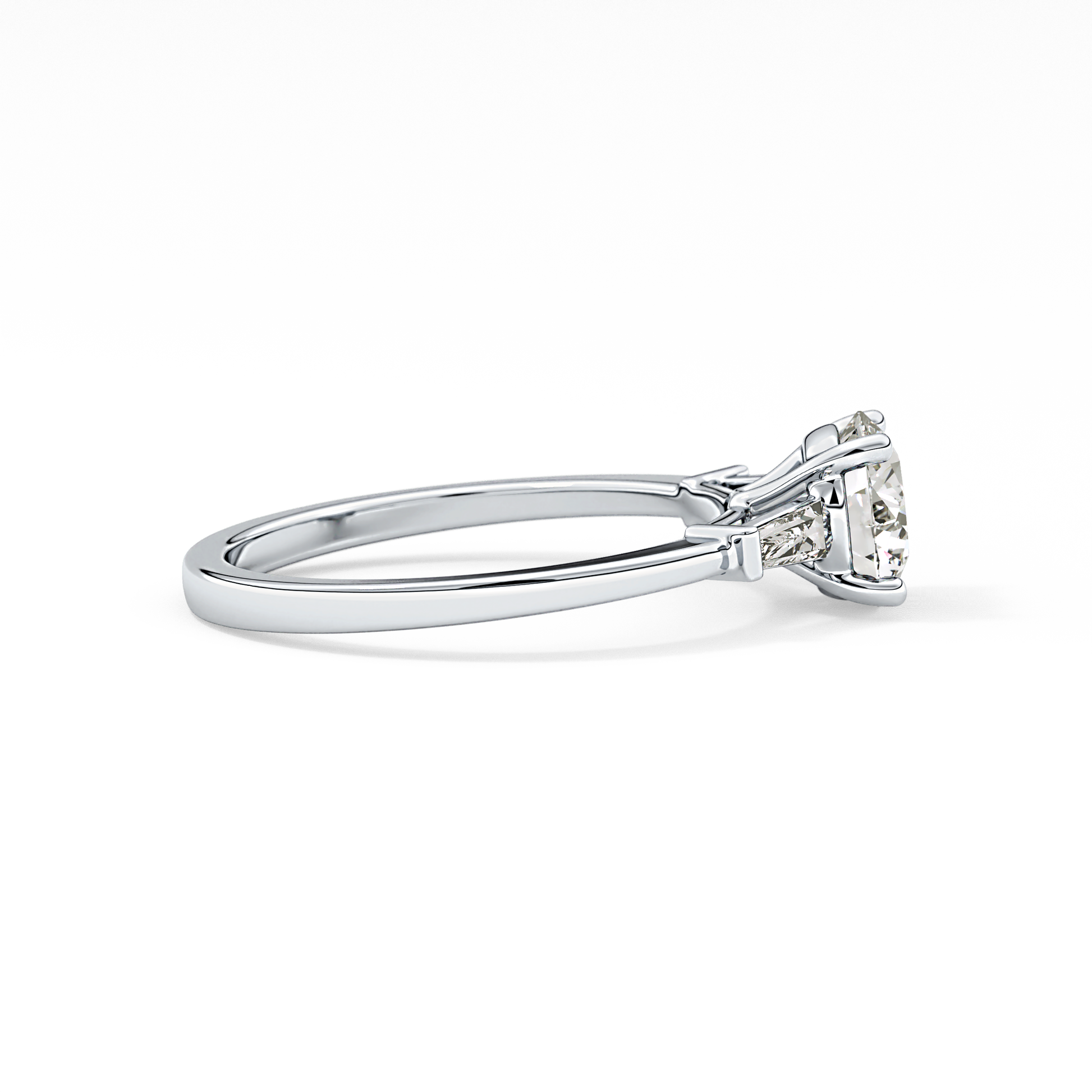 Round Cut 1.03 Carat Moissanite Ring – Three Stones Setting in Gold
