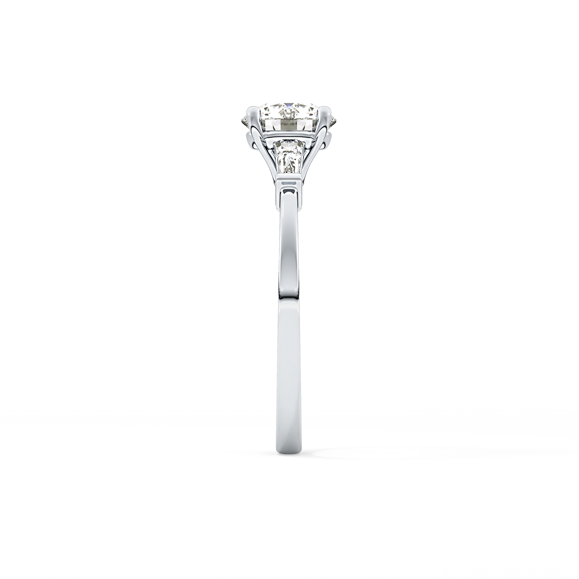 Round Cut 1.03 Carat Moissanite Ring – Three Stones Setting in Gold