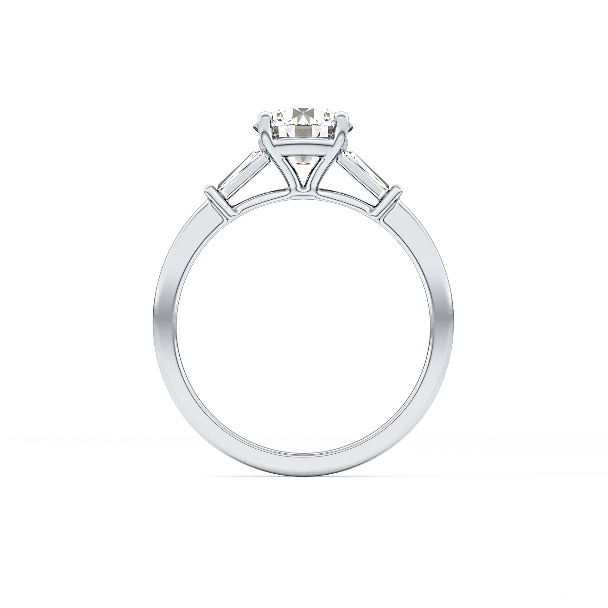 Round Cut 1.03 Carat Moissanite Ring – Three Stones Setting in Gold