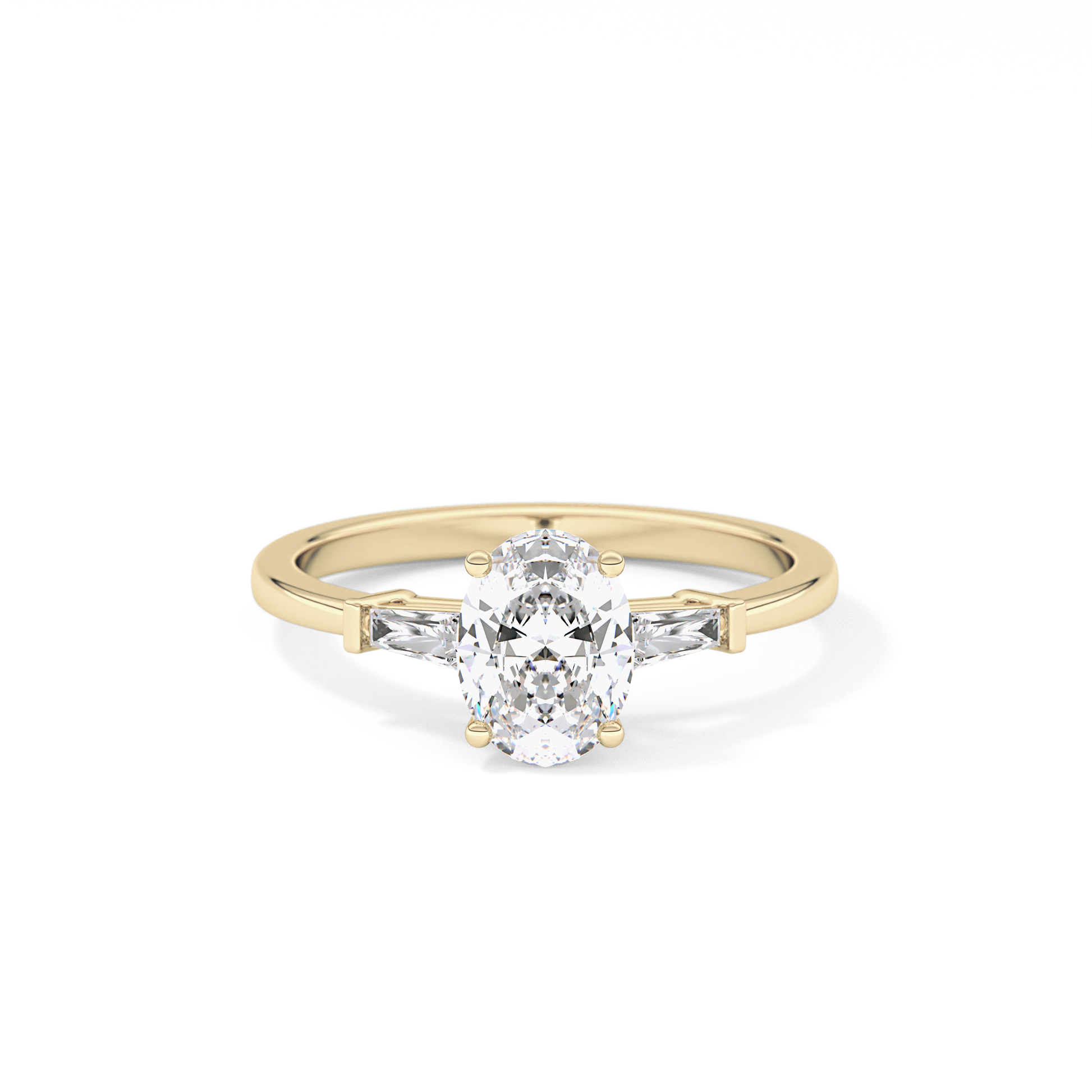 Oval Cut 0.83 Carat Moissanite Ring – Three Stones Setting in Gold
