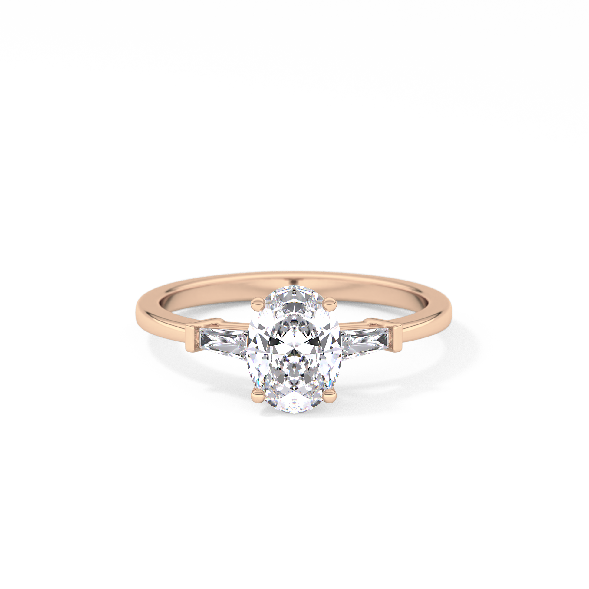 Oval Cut 0.83 Carat Moissanite Ring – Three Stones Setting in Gold