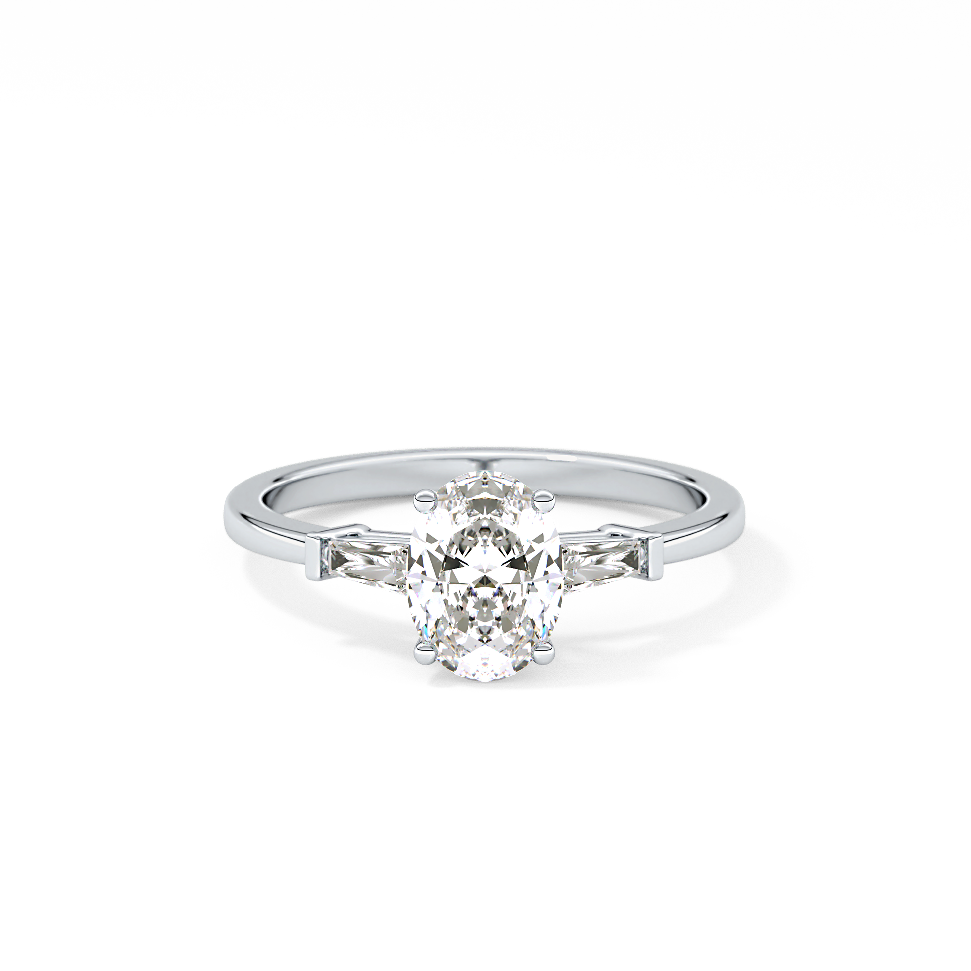 Oval Cut 0.83 Carat Moissanite Ring – Three Stones Setting in Gold