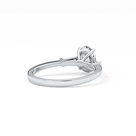 Oval Cut 0.83 Carat Moissanite Ring – Three Stones Setting in Gold