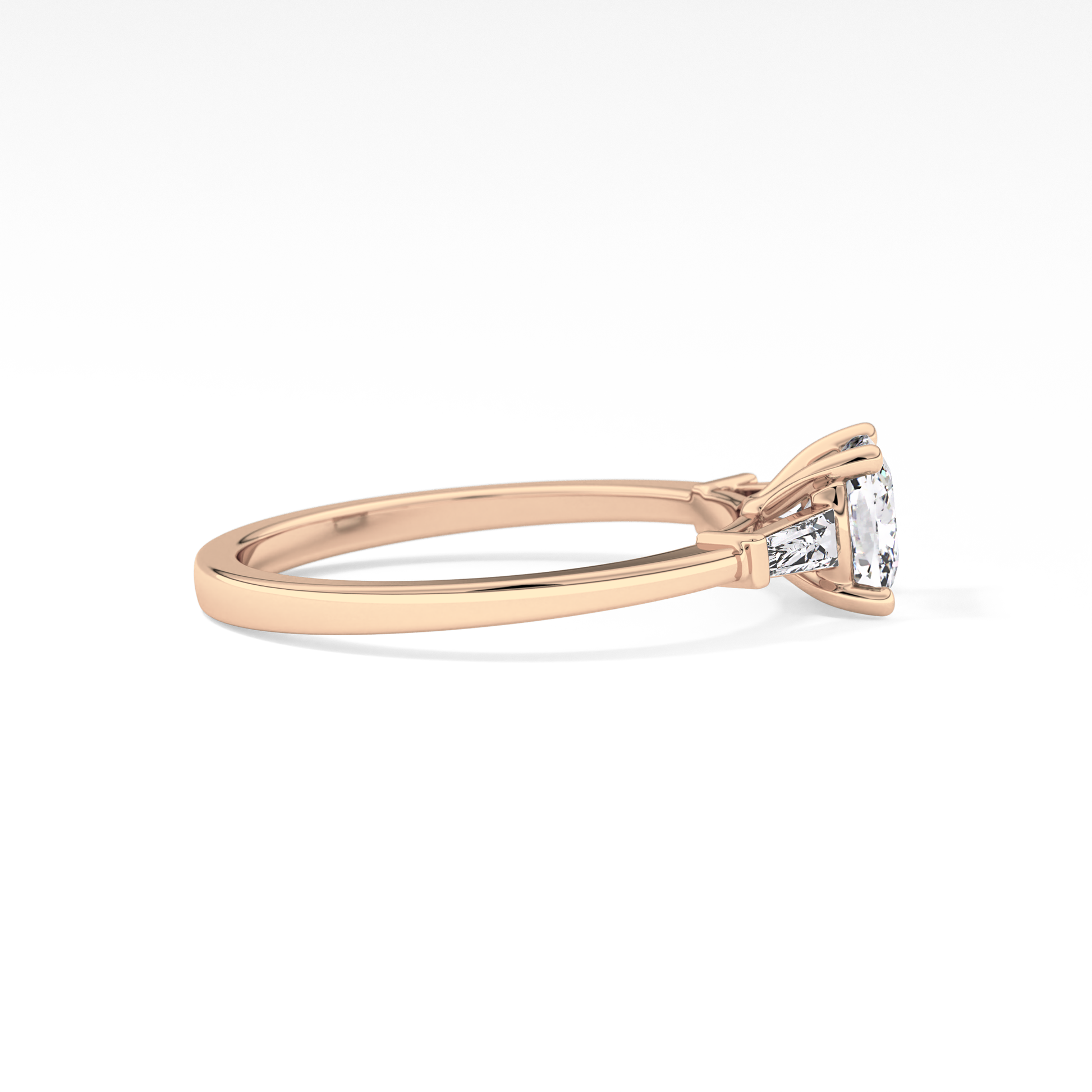 Cushion Cut 0.74 Carat Moissanite Ring – Three Stones Setting in Gold
